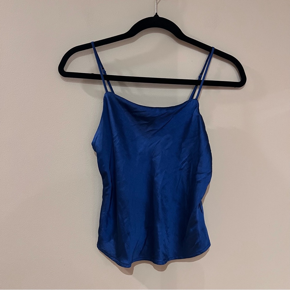 Madewell Royal Blue Satin Cami Tank Top
